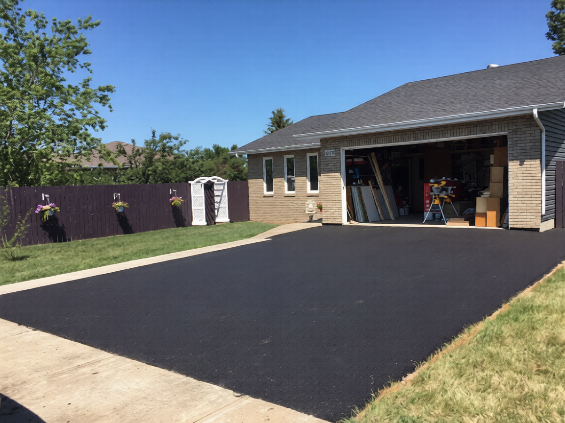 Crack-free residential asphalt driveway